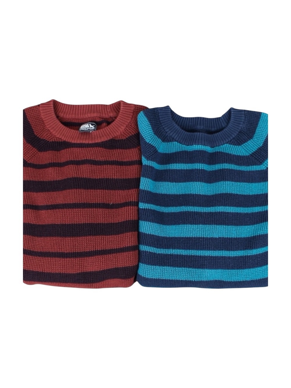 Lot of 2‎ Eddie Bauer Women's Knit Sweaters Striped Cotton Crewneck Size S